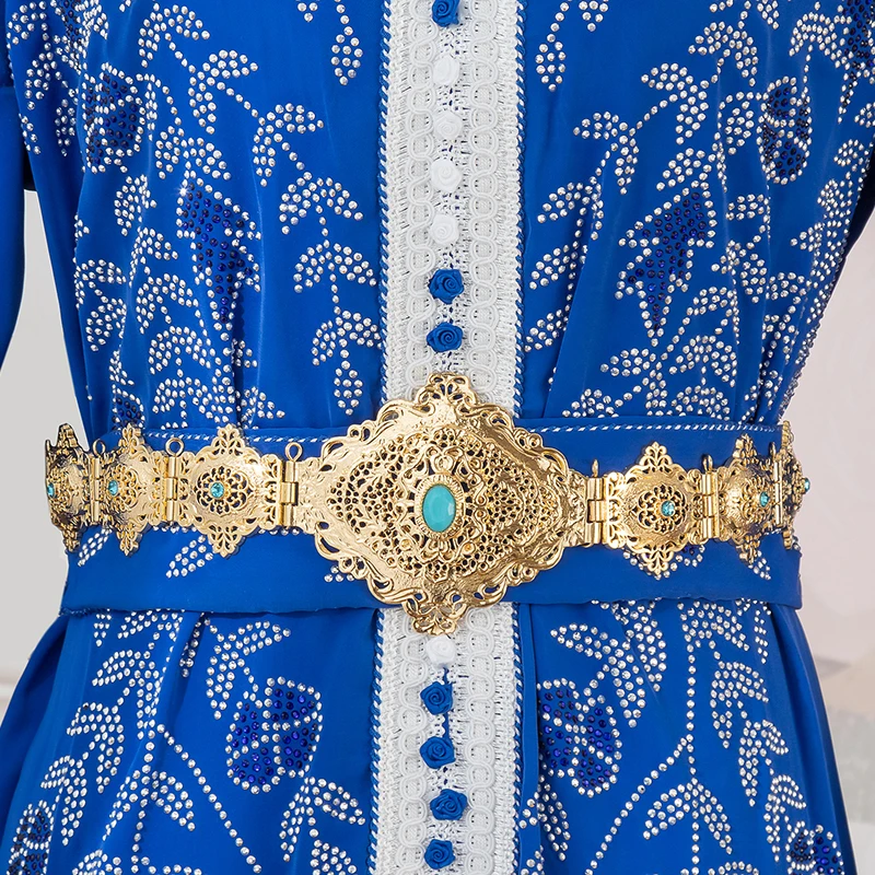 Vintage Boho Golden Waist Belt Geometrical Inlaid Perfect For Bridal Festival Wear Middle Eastern Ethnic Outfit Fine Jewelry