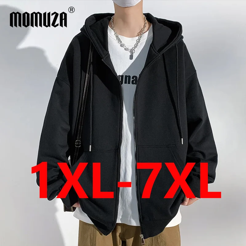 

Men's Coat Plus Size 110-185KG Zip Up Hoodies Jackets Autumn Winter Sweatshirt Jacket Black Cotton Big Tall Basic Male Clothing