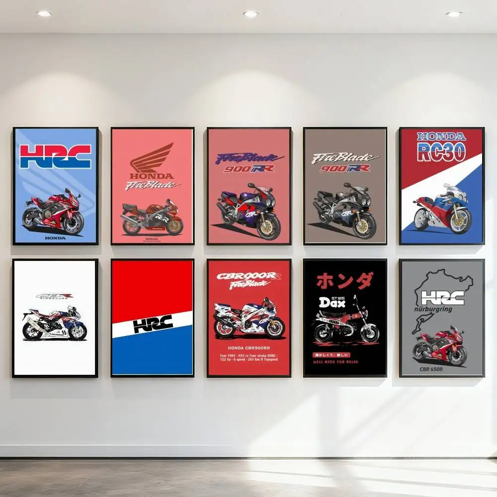 Motorcycle H-Hon-da Racing HRC Poster Art Print Anime Style Home Decor Ideal Gift Perfect Room Decor