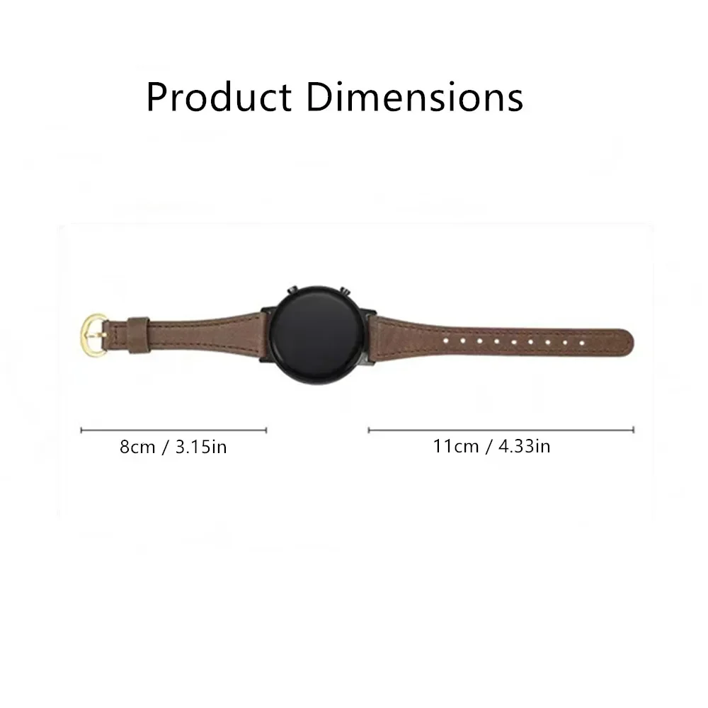 20mm Leather Band for Samsung Galaxy Watch6 Classic 40/44mm 43/47mm 3 41mm 4 42/46mm 5Pro Active Lady Slim Strap for Amazfit Bip