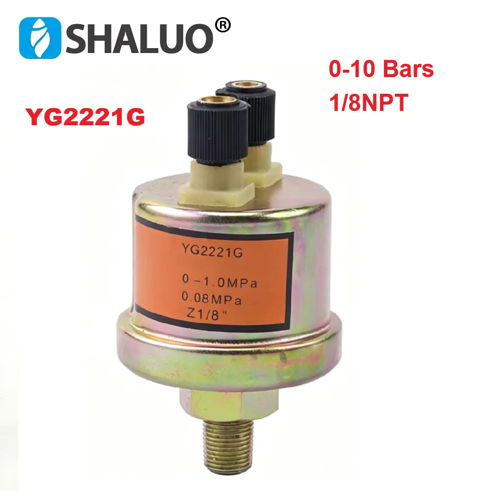 0-10 Bars1/8NPT YG2221G Diesel Engine Oil Pressure Sensor Switch Induction Plug Alarm Measuring Instrument Generator Sensor