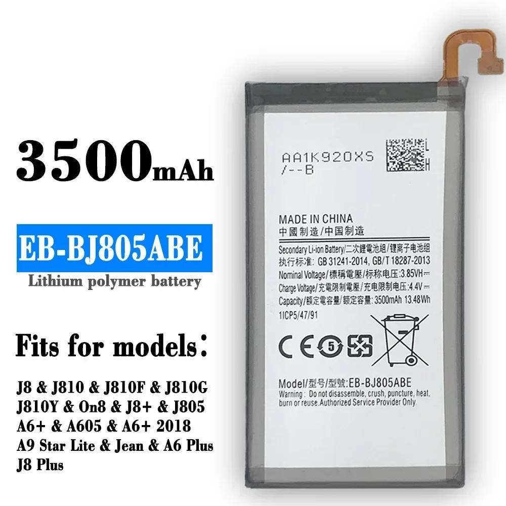 

High Quality Replacement Battery For Samsung J805 A6+ 2018 A6+A6 Plus J8+ A605 EB-BJ805ABE Built-in New Battery