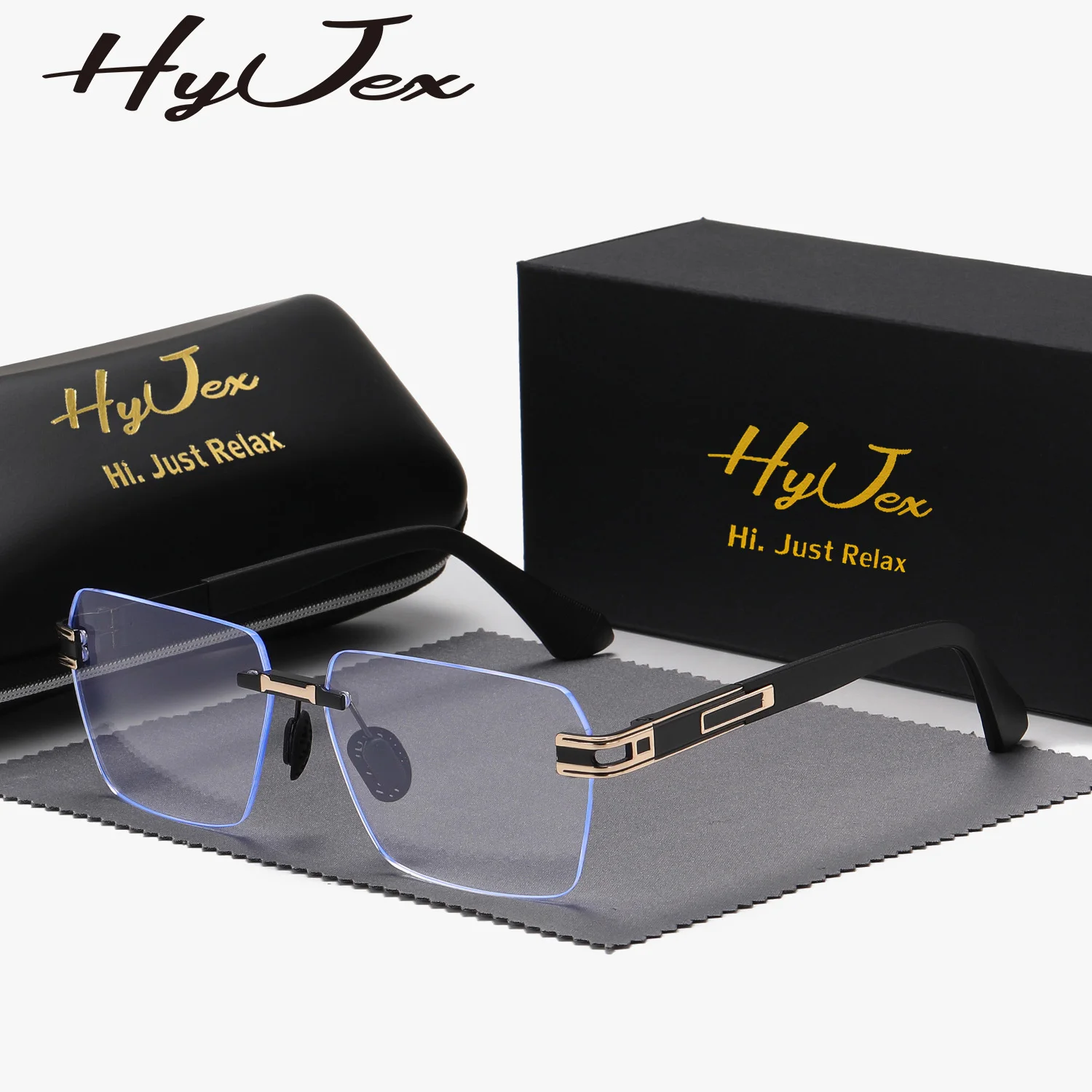 HyJex 1 Piece Unisex Elegant And Refined Geometric Plano Glasses Enhance One's Temperament Frameless Plano Glasses