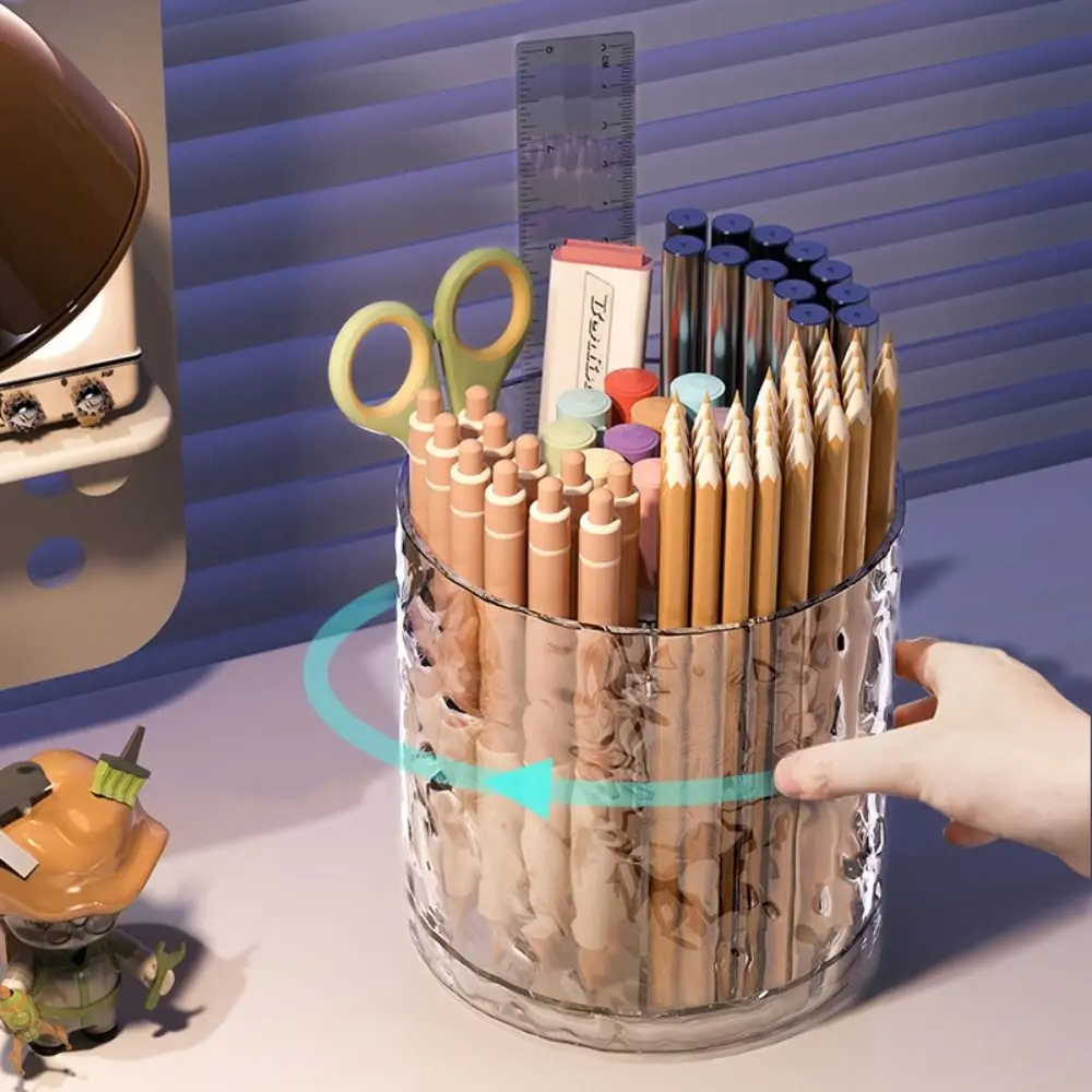 

Plastic Pen Holder Rotatable Creative Makeup Brush Cylinder Large Capacity Multi-function Storage Rack Dressing Table