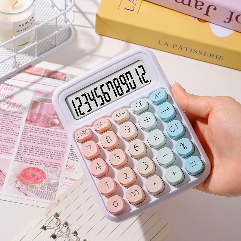 1 قطعة آلة حاسبة مع مصدر طاقة مزدوج، 12 رقمًا، آلة حاسبة إلكترونية، المنزل، المكتب، المدرسة، المالية، أدوات المحاسبة