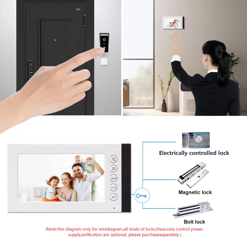 7Inch Large Screen 2MP 1080P Wired Video Door Phone Visual Doorbell Intercom System  AHD Door Camera