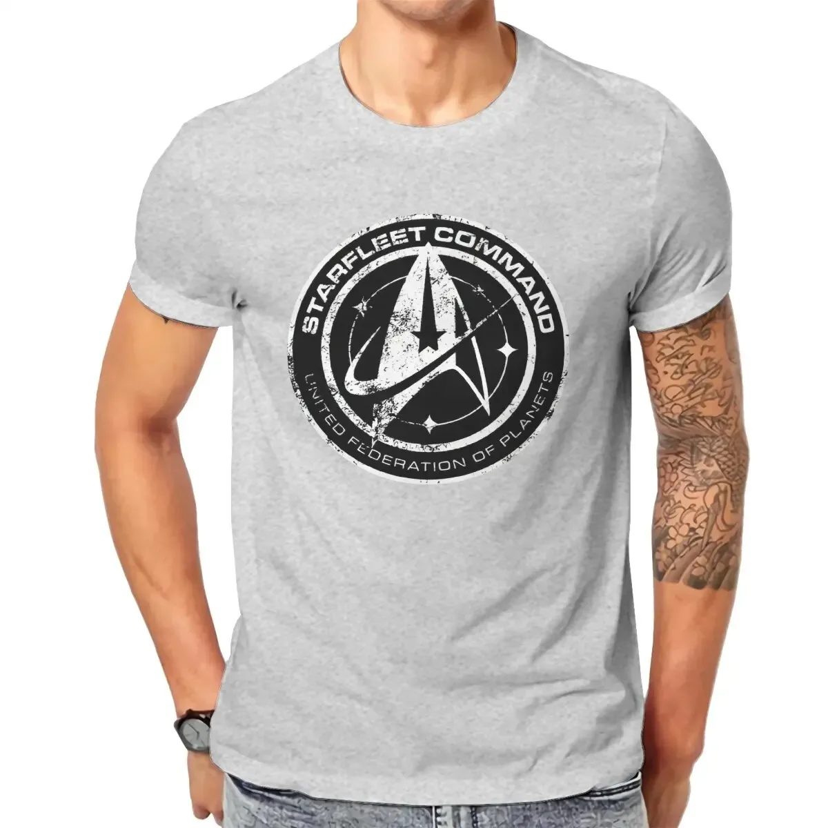 Men T-Shirt Star_Trek_Discovery_Starfleet_Academy Cool Pure Cotton Tee Shirt Short Sleeve T Shirts O Neck Tops Adult