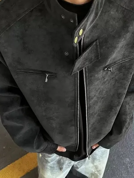 American Sle Thiened Retro Stand Colletto in pelle da uomo Jaet Autunno Inverno Caldo lungo Sve Moto PU Jaet