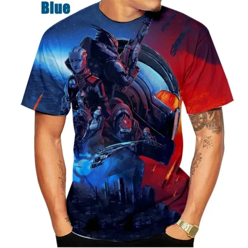 New Shooting Game Mass Effect 3D Printed Men's T shirt Fashion Hip Hop Trend Harajuku Unisex T-Shirt Oversized Short sleeve Tops