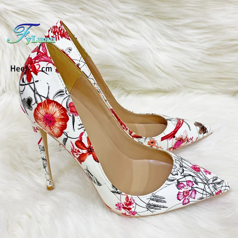 

Новые женские туфли на высоком каблуке с острым носком, 8 см, 10 см, 12 см, женская обувь с неглубоким носком, модные туфли-лодочки с принтом в Европе и Америке для банкета и вечеринки