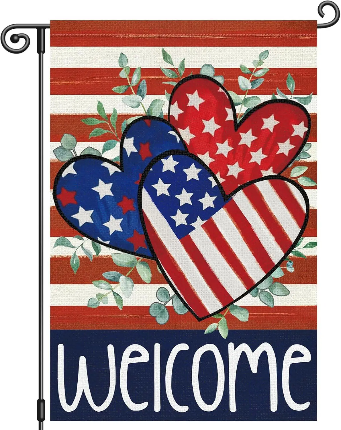 Heyfibro 4th of July Garden Flag 12x18 Inch Double Sided Patriotic House Flag for Independence Day Outdoor Yard Decorations AAS