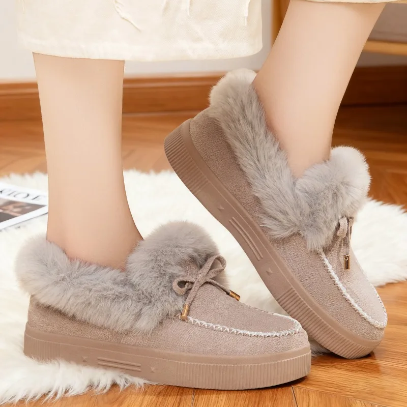 شتاء جديد المرأة أحذية الثلوج مريحة أفخم أحذية قطنية للنساء موضة القوس المتسكعون السيدات أحذية بوت قصيرة مسطحة عادية 36-43 #2