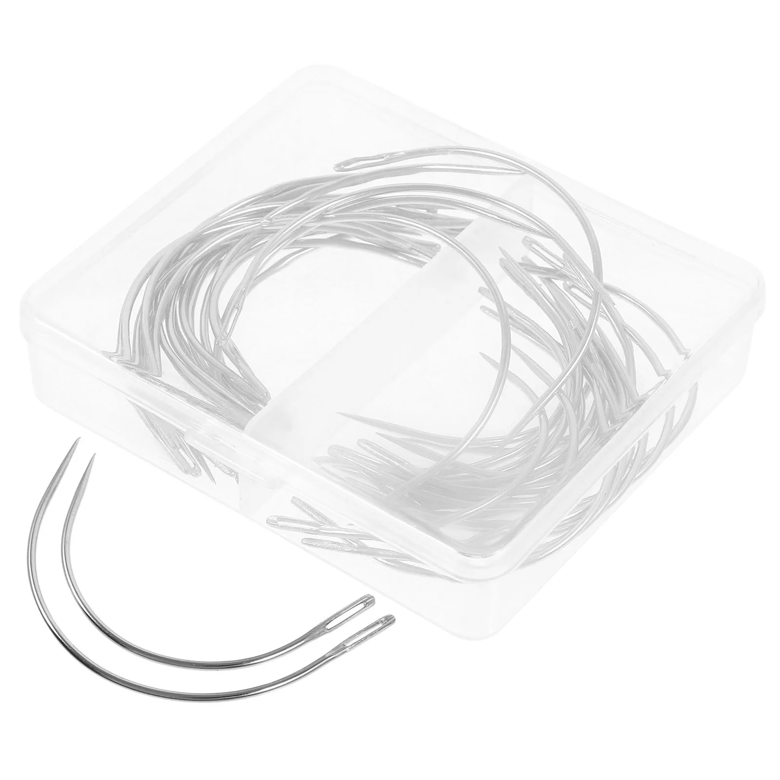 

40pcs Curved Needles Set 2 Sizes 2.5/3.5 Inch Stainless Steel Sewing Needles For Repair Weaving Knit Crochet C Type Big