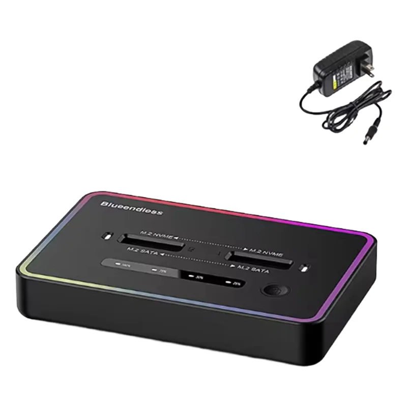 

ULBS BLUEENDLESS Dual Bay SSD M.2 Case Жесткий диск База Двухпротокольный считыватель жесткого диска Американская вилка