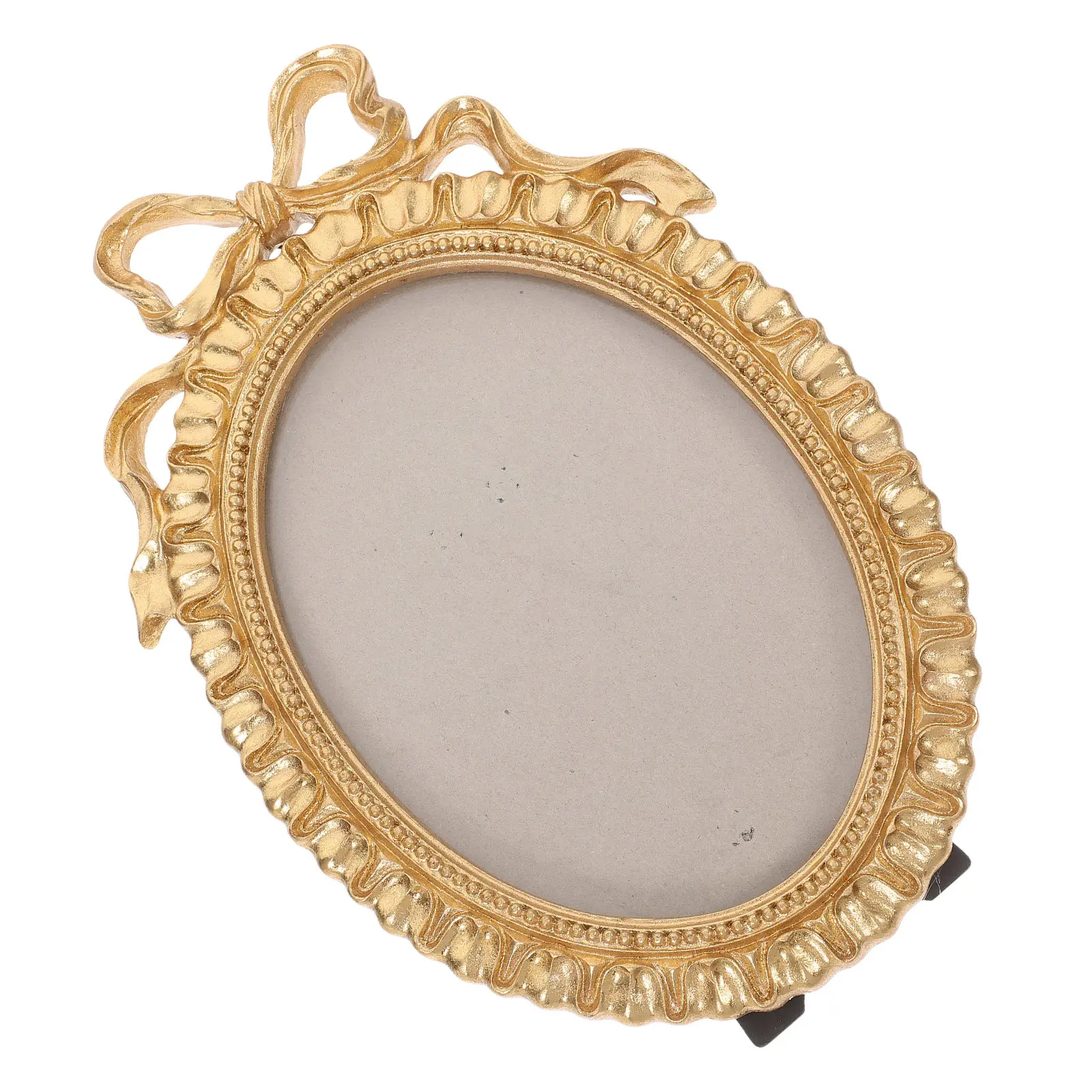 Vintage Oval Resin Picture Frame with Bowknot Accent Sophisticated Decorative Photo Holder for Bedroom Living Room Wedding Gift