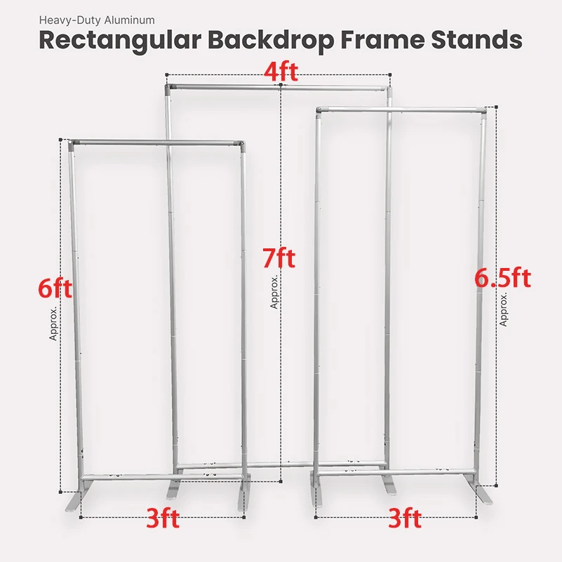 Aluminum Rectangular Backdrop Stands Set of 3 for Birthday Party Outdoor Wedding Photo Booth Decorations