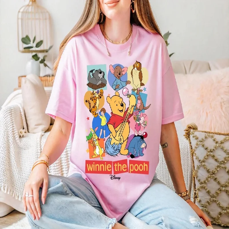 2025-26 Summer Winnie the Pooh T-shirt Y2k Tigger Hat Printed 100% cotton printed T-shirt Women's Loose Disney T-shirt