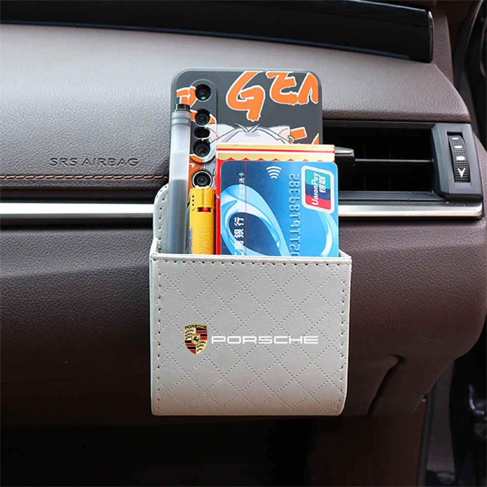 Bolsa de almacenamiento para salida de aire de coche, caja organizadora de teléfono para gafas para 928 Porsche Boxster Cayenne Panamera Carrera-GT 918-Spyder 968 Macan