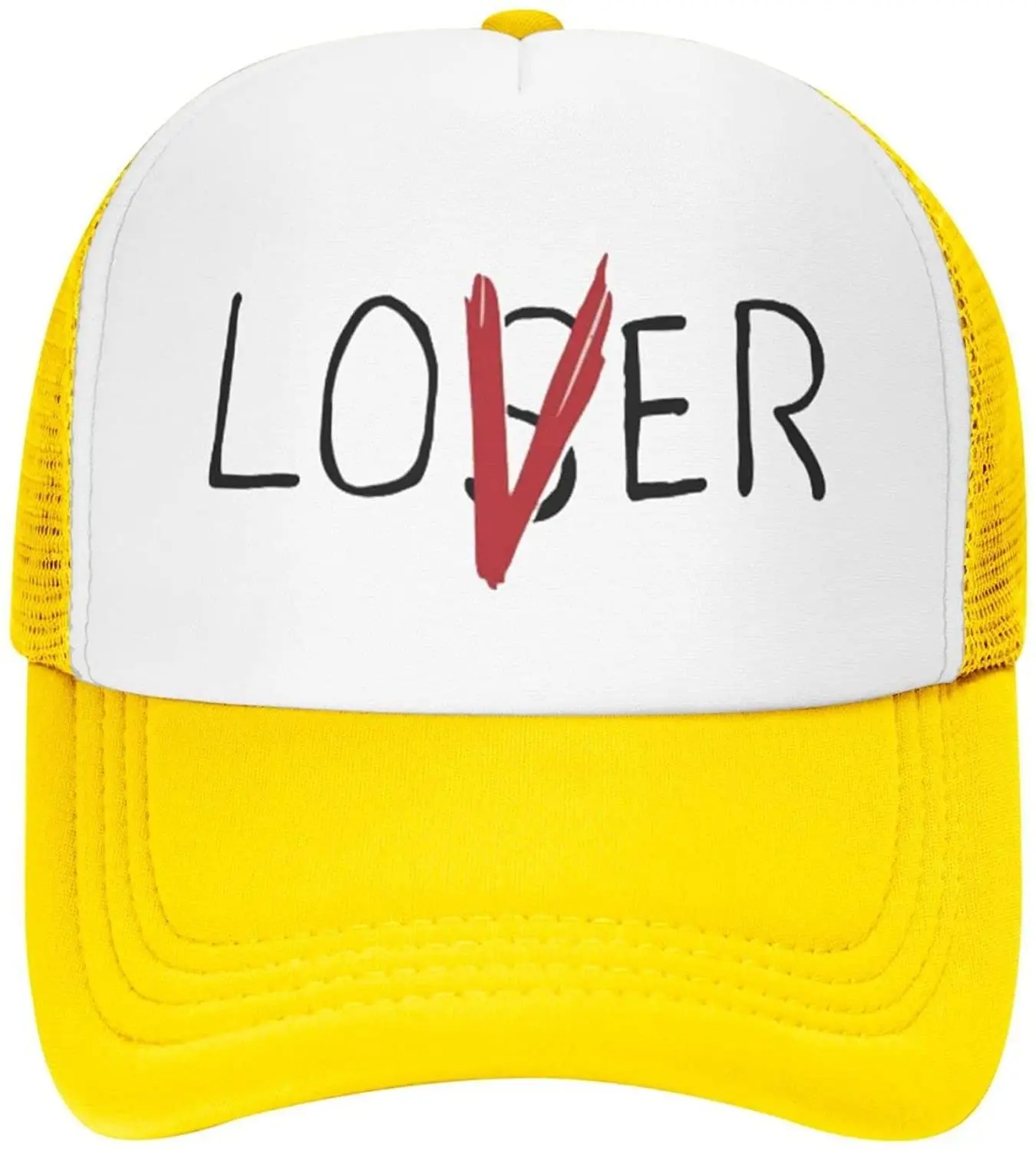 Verliezer Liefhebber Trucker Hoed, Verstelbare Mesh Cap,Unisex Honkbal Hoed, Geschikt Voor Sport, Vissen, Reizen. Geel