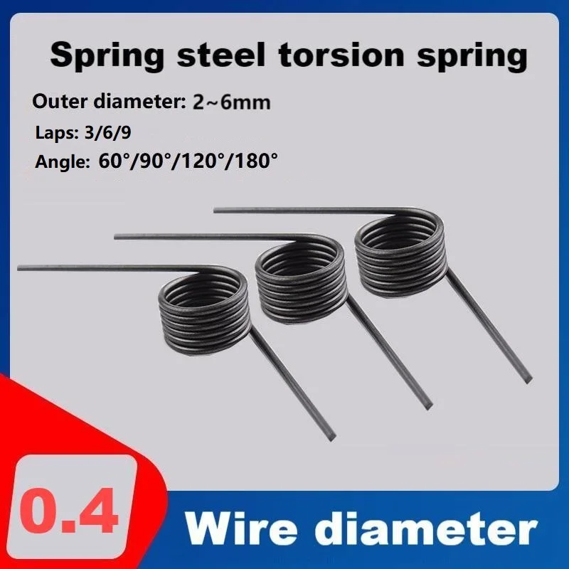 

10 Pieces Wire Diameter 0.4mm 65Mn Steel V-Shaped Helical Torsion Spring Angle 60 90 120 180 Degrees Outer Dia 2~6mm