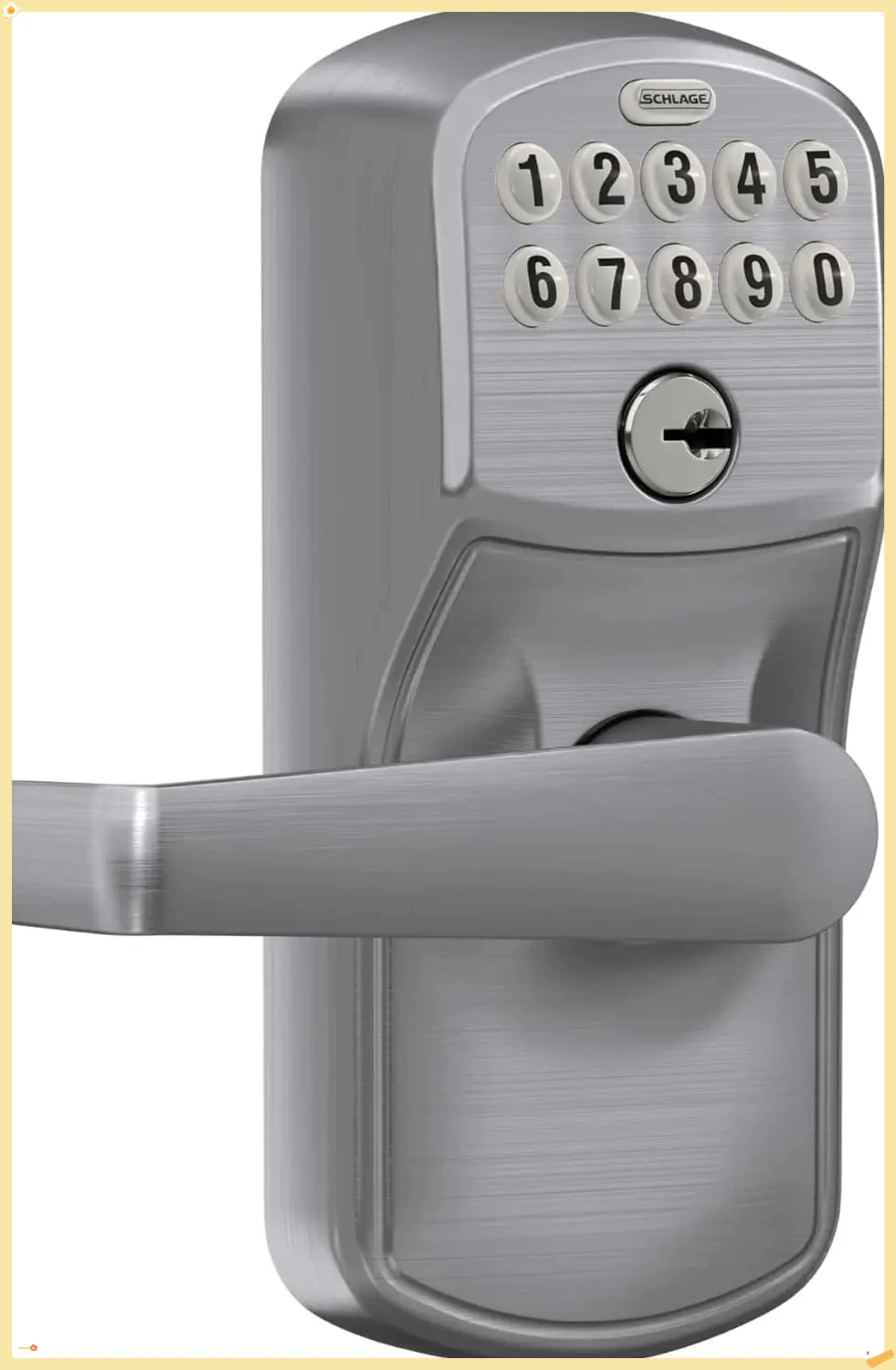 قفل لوحة المفاتيح الإلكترونية Schlage Plymouth، قفل الرافعة التجاري المصقول من الكروم