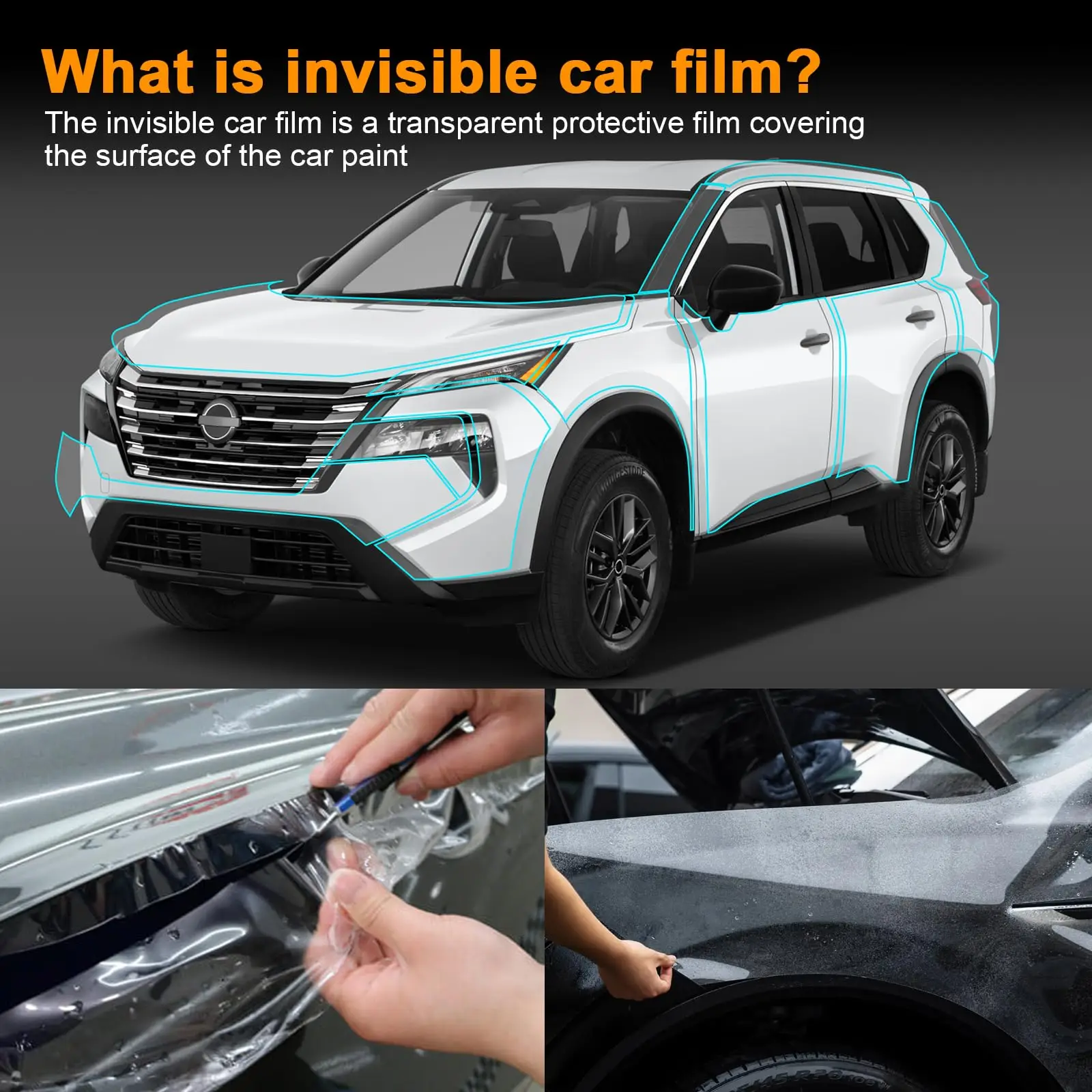 

8.5Mil TPU Scratch-resistant Car Paint Protection Film For Nissan Rogue 2024-2025 Car Body Transparent Bra Per-cut PPF Kit