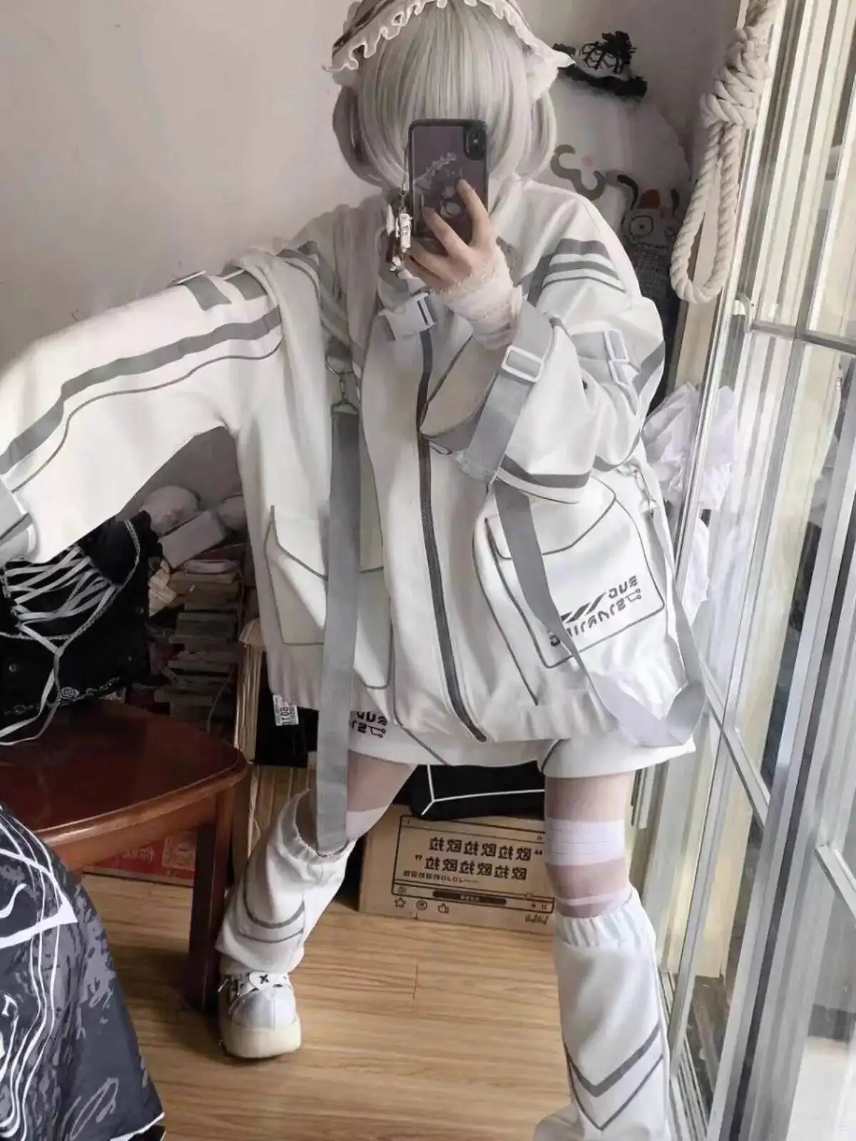 

2025 Japanese Subculture Cyberpunk Style Jacket Women's Loose Sporty Outerwear Soft Girl Vibe Anime Inspired Top