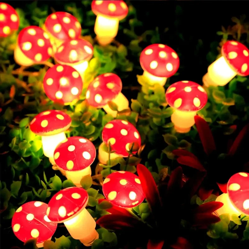 20LEDs Mushroom LED Fairy Lights USB/Battery Powered String Lights Decorative Lamp for Home Bedroom Party Wedding Indoor Decor