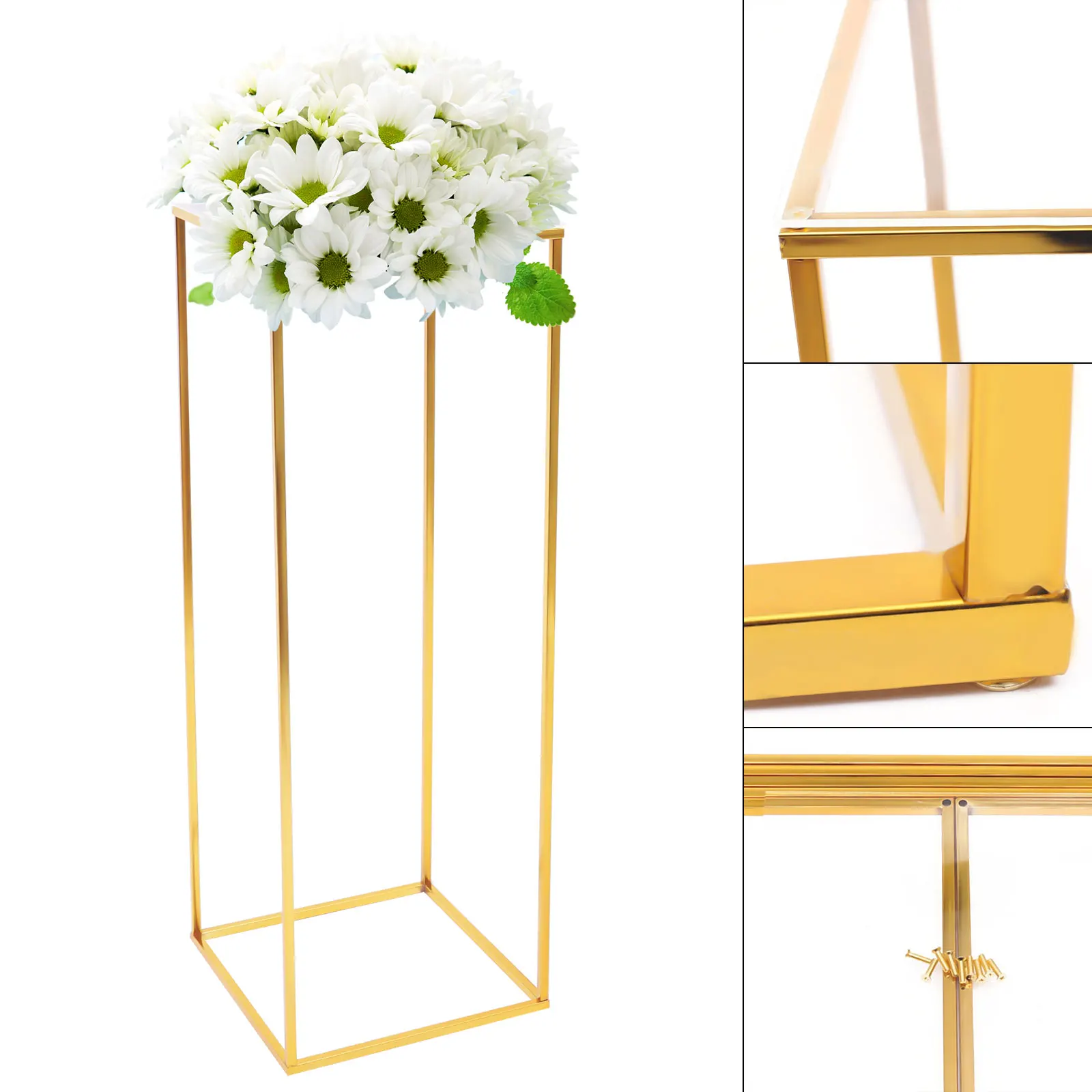 Gold Wedding Flower Stand Floral Floor Vase Centerpieces Display Rack Road Lead Stands Wedding Decoration Metal