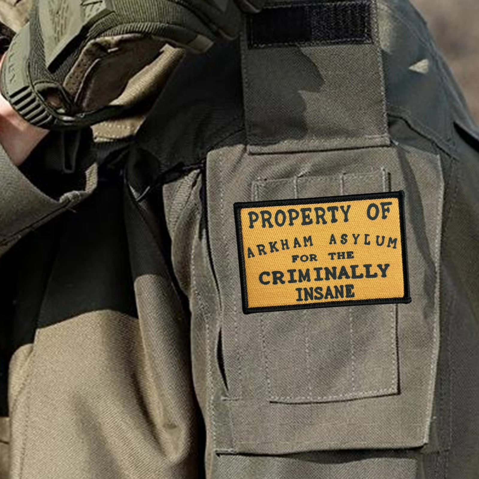 ملكية Arkham Asylum التصحيح التكتيكي مضحك هوك وحلقة شعار العسكرية المعنويات شارة القتالية شارة الظهر ملصقات