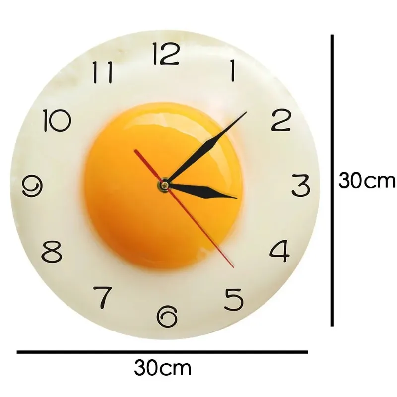 Sunny Side Up Fried Egg Kitchen Wall Clock 3D Flat Design Breakfast Food Wall Art Dining Room Interior Decor Silent Wall Watch - view 5