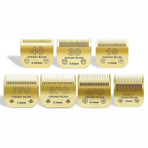 Imagen 2 del producto 7FC/5FC/4FC/ # 10/ # 30/ # Juego de 40 cuchillas de cerámica desmontables para cortapelos para perros y mascotas compatibles con cortaúñas Andis,Oster A5,Wahl KM10 Series