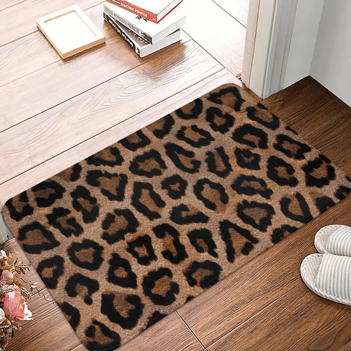 Animal Print Bath Mat Spotted Leopard Bathroom Rug Kitchen Shower Room Washable Waterproof Foot Mat Anti Slip Custom Toilet Mat