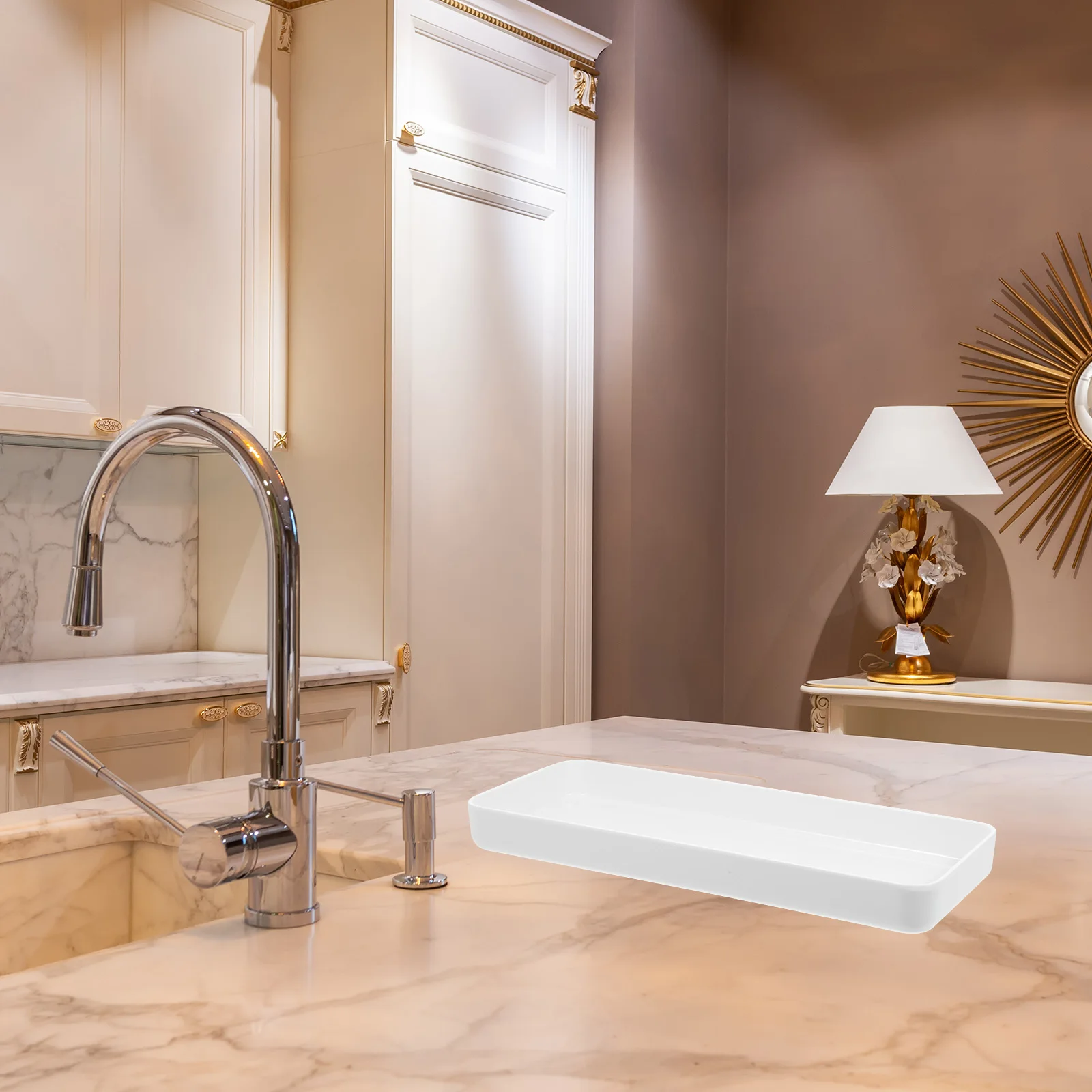 

Bathroom Vanity Tray Smooth Surface Multifunctional Organizer for Cosmetics Perfumes Keys Toiletries Storage Plate