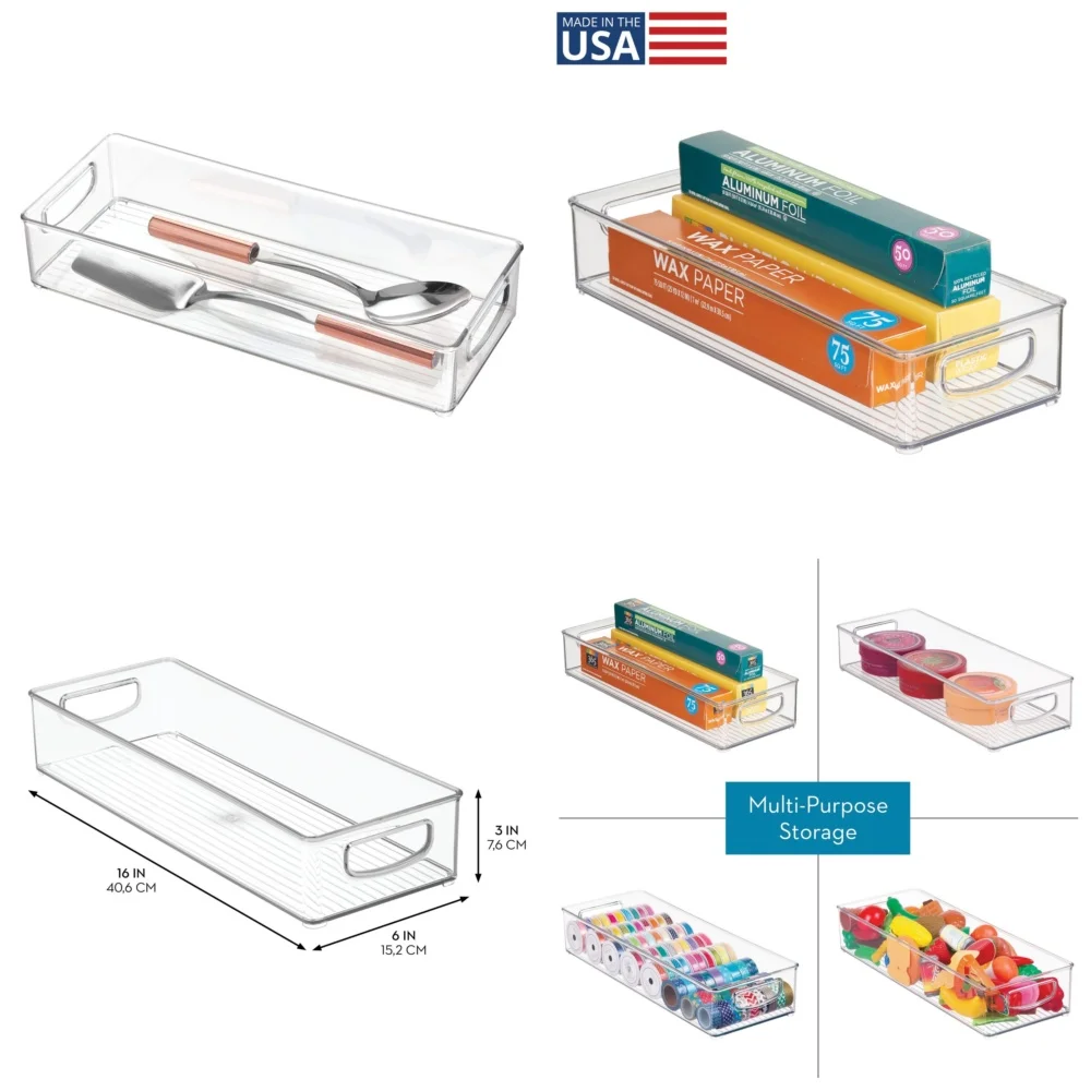 

Прозрачный пластиковый кухонный контейнер для хранения 16x6x3 для холодильника, органайзер для кладовой, контейнер для свежих продуктов, контейнер для овощей и фруктов, домашняя утилита