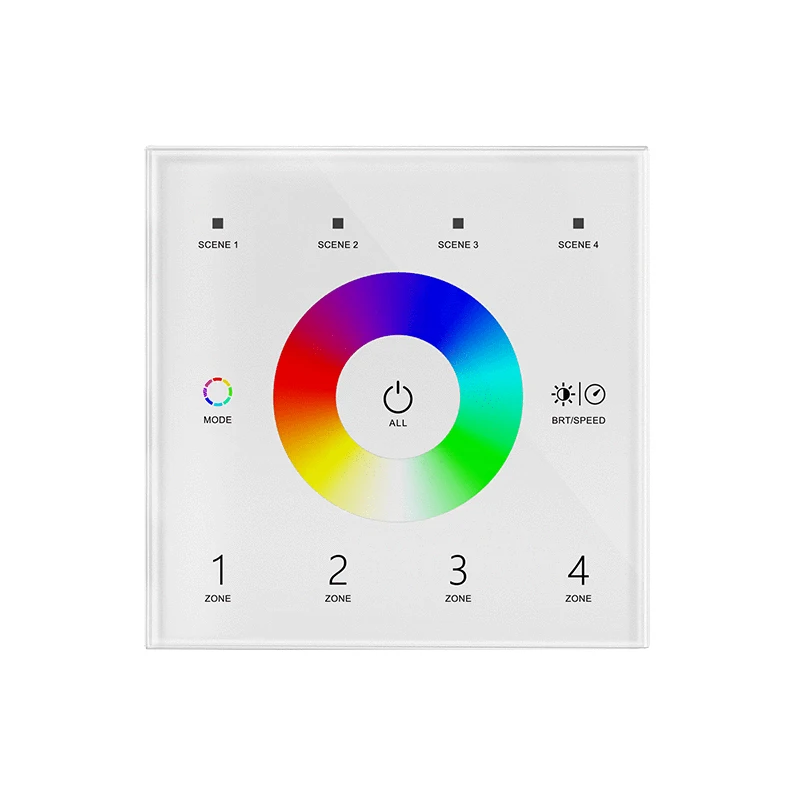 

Led RGB Strip Controller 100V-240V Input 4 Zone 2.4GHz Wireless DMX Master Console Controller Wall Touch Ring 3528 5050 Ribbon