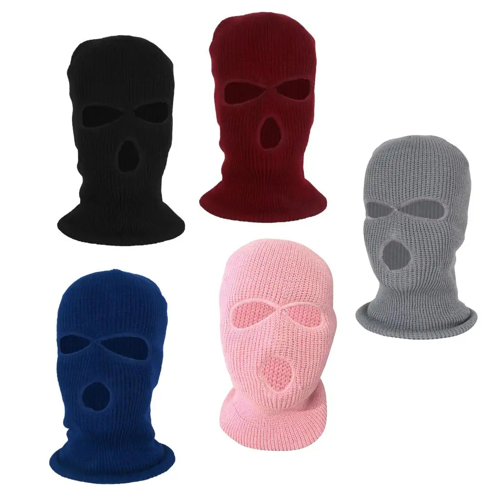

Knitted 3 Hole Ski Mask Neck Warmer Full Face Cover Unisex Winter Balaclava Beanie for Outdoor Sports