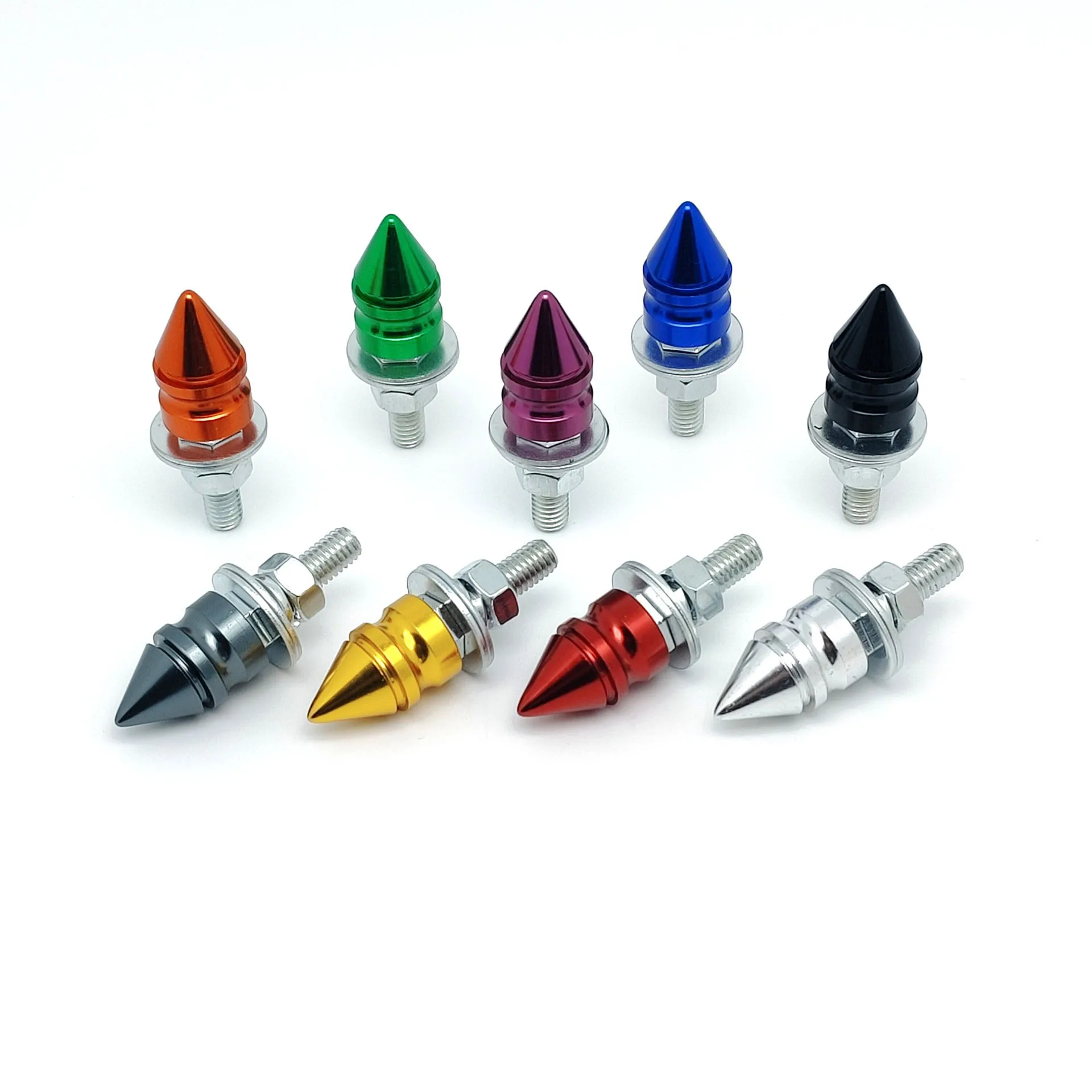 2Pcs Car License Plate Frame Screw Multicolor Carbon Steel M6 Thread Pagoda Style License Plate Screws For Car Motorcycle