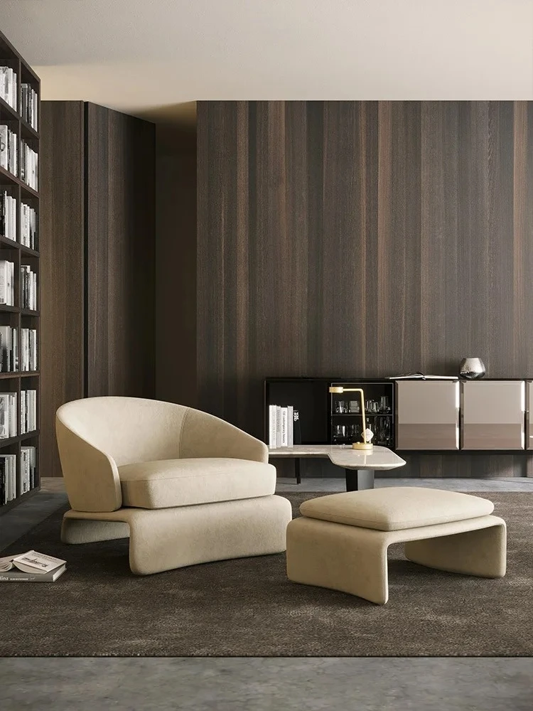 

*Leather single sofa living room leisure chair designer fabric minimalist high-end office negotiation sofa