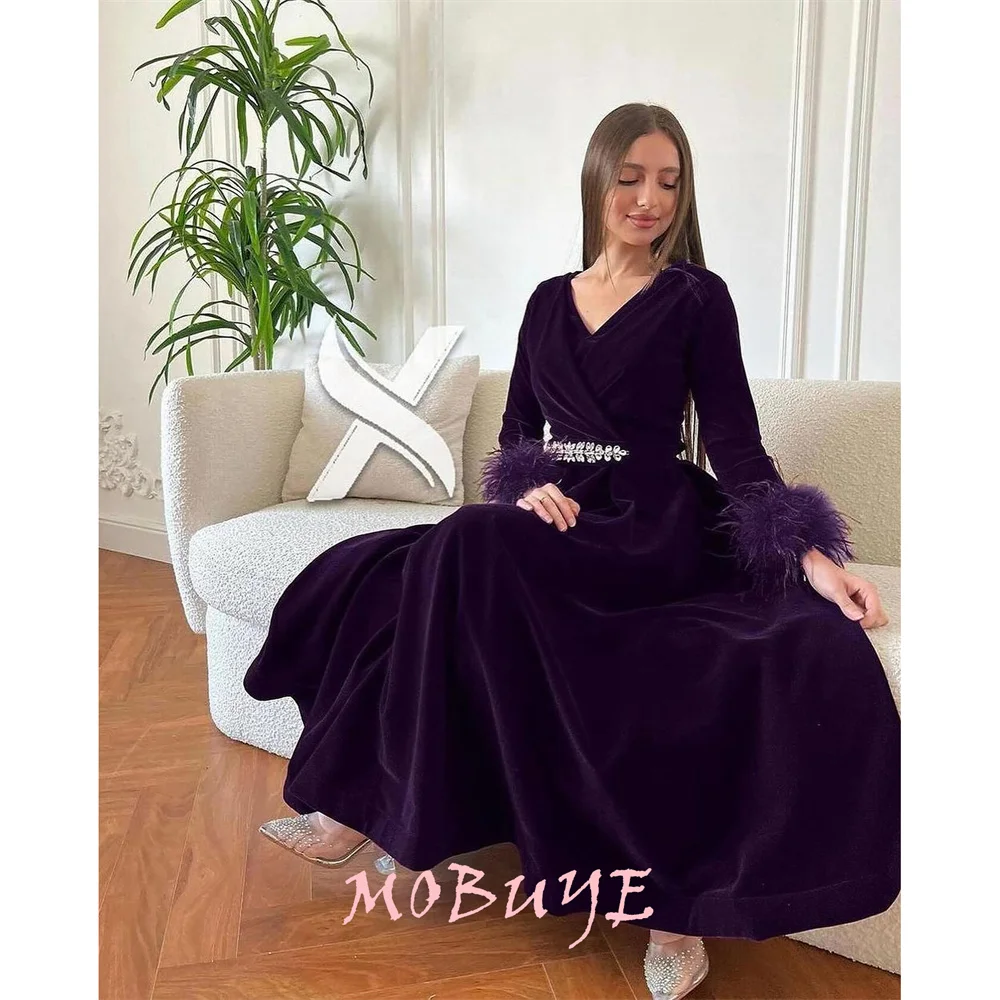 MOBUYE-Robe de Bal à Manches sulfpour Femme, Tenue de Soirée Élégante, à la Mode, Populaire, 2024