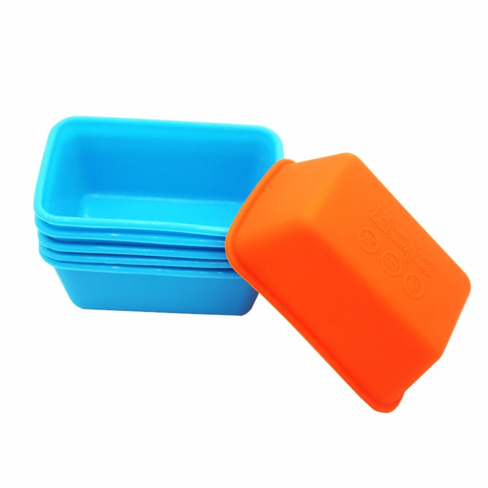 10 Pieces Rectangle Silicone Small Loaf Pan Silicone Muffin Baking Cups Cupcake Mold
