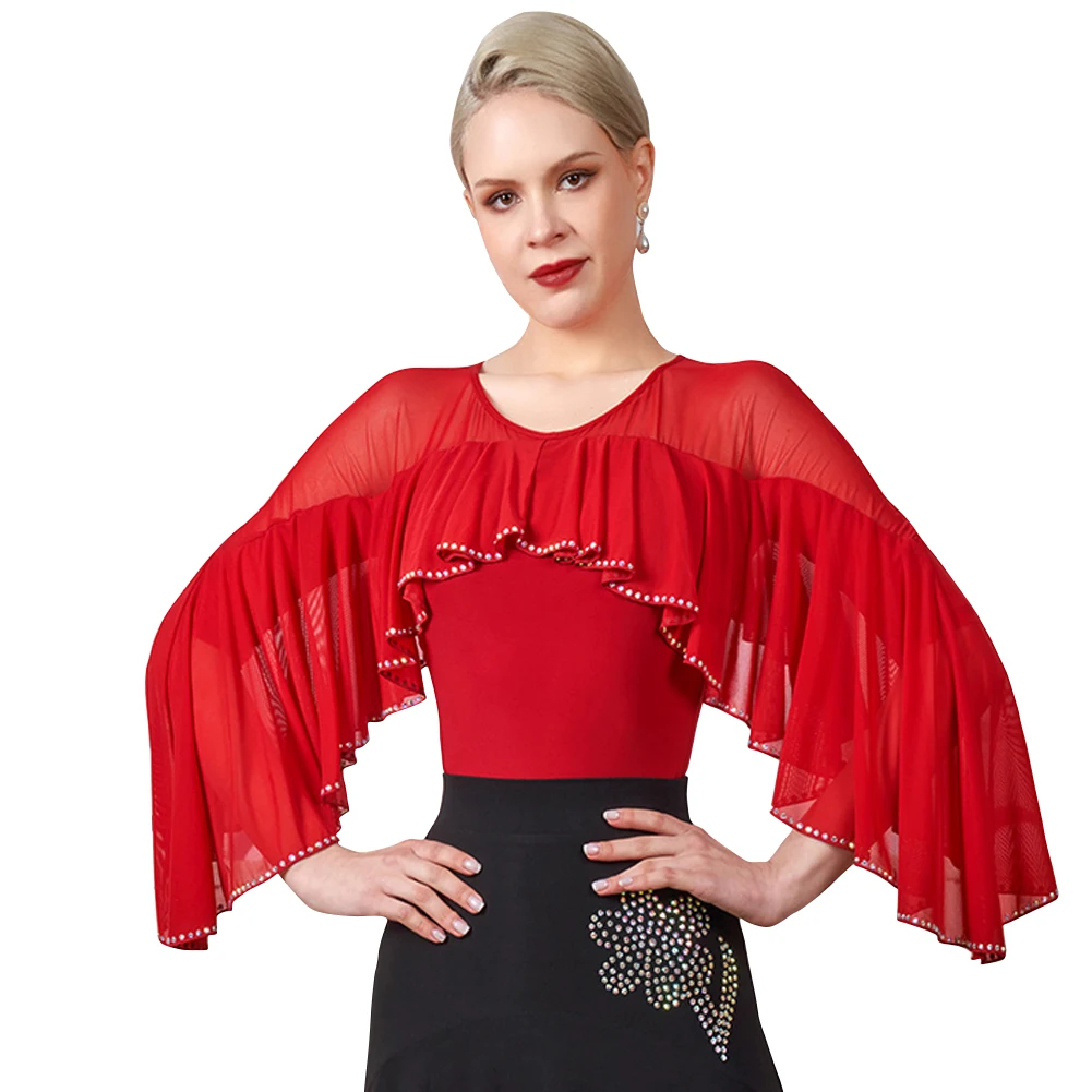 

Women Latin Dance Tops Fashion Sexy Mesh Shirt Practice Wear New Ballroom Dancing Profession Performance Female Clothing