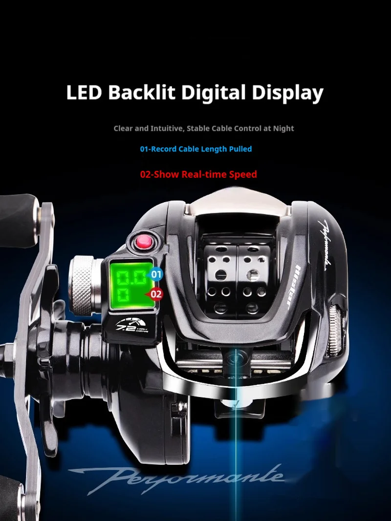 Hasida Digital Baitcasting Fishing Reel Newbie Advanced Competitve 3 Modes Annular Stereo Magnetic Brake Upgraded Stable Braking