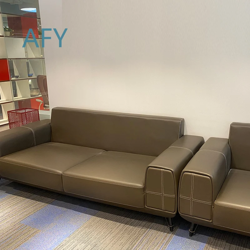 Modern Style Black Office Couch for Waiting Room Reception Negotiation Area 1 2 Seater Leather Sofa Set for Office Home