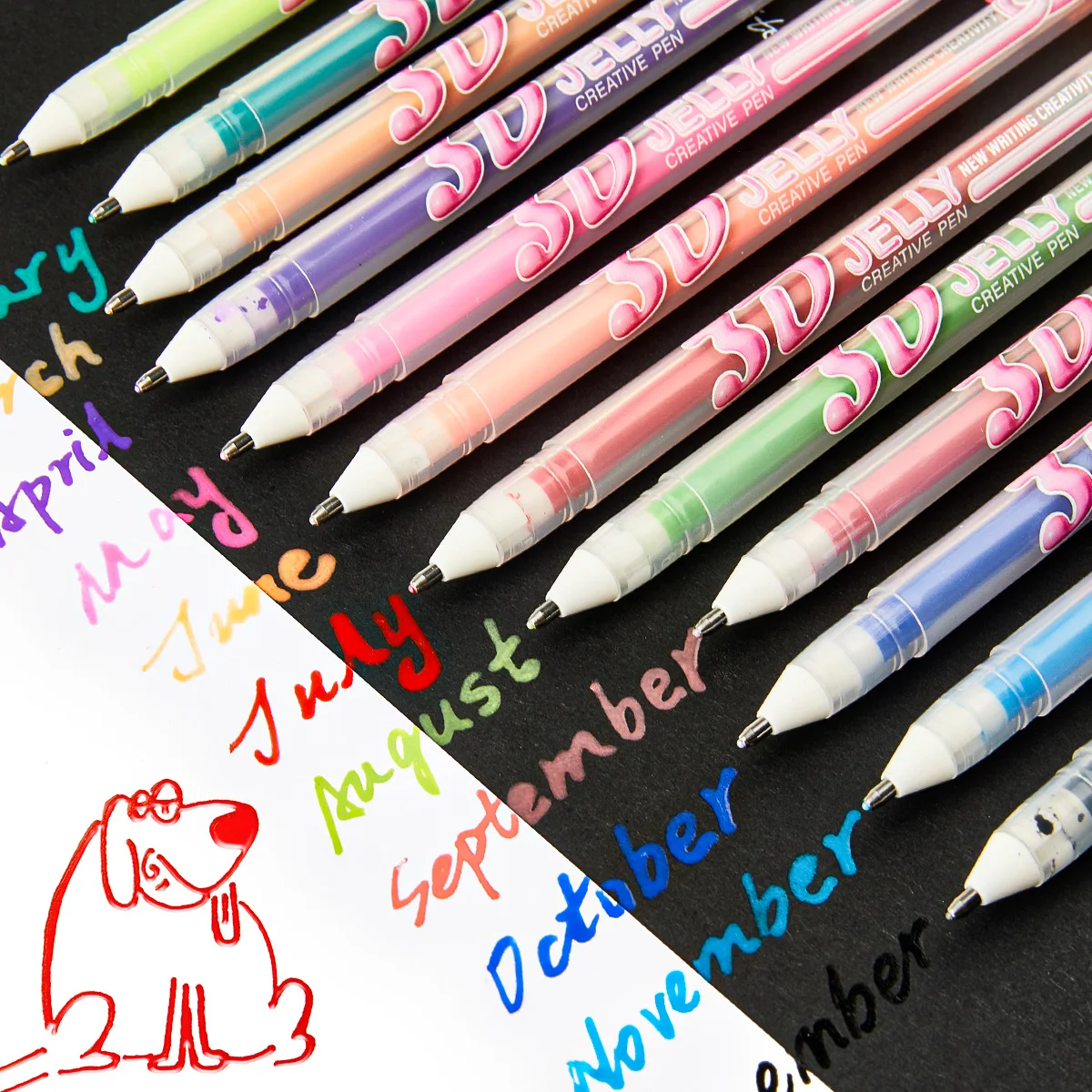 12 عبوة من أقلام الجيلي الملونة ثلاثية الأبعاد، أقلام رصاص ملونة مبتكرة مرسومة يدويًا، مثالية للتلوين والرسم والوضع العلامات على اللوازم المدرسية #3