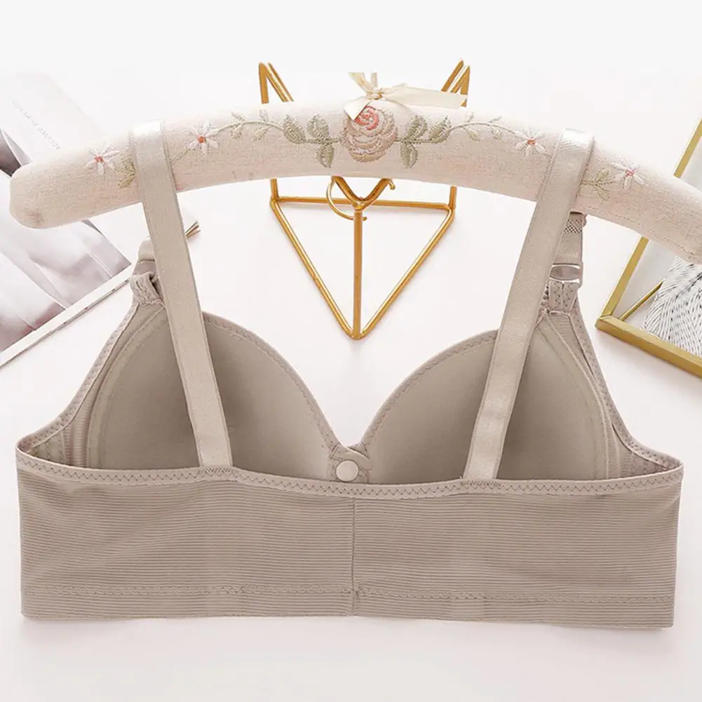 2026 Mid-aged Women Sports Bra Adjustable Shoulder Strap Front Button Closure 3/4 Cup Wireless Good Breathability Shockproof Pus