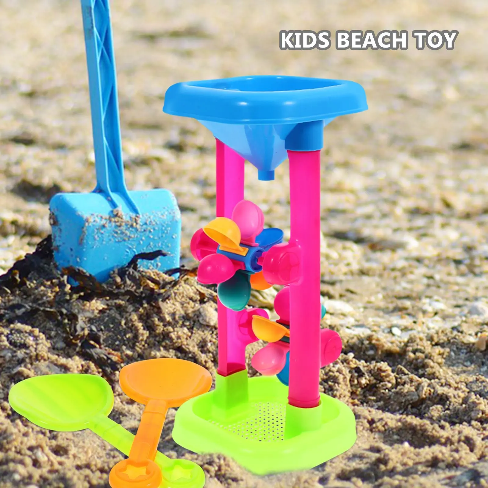 Ensemble de jouets de roue à eau extérieure pour enfants, plastique, bac à sable de plage, sablier de plage, entonnoir de tamisage d'eau, table de sable d'été