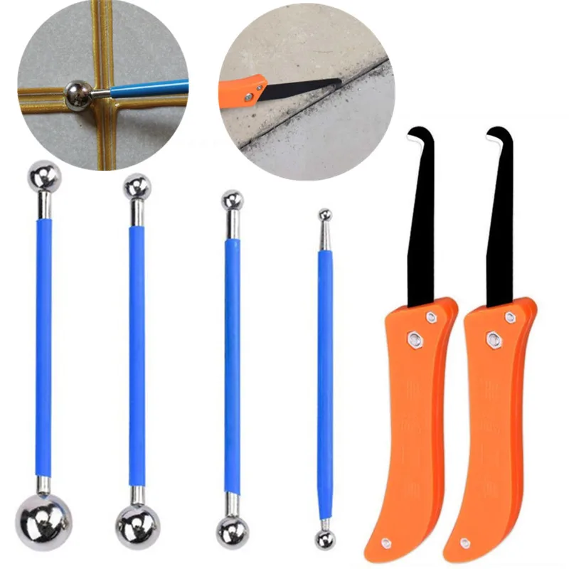 Professional Tile Gap Repair Tool Hook Knife Cleaning and Removal of Old Grout Metal Ball Tile Caulk Finishing Construction Tool