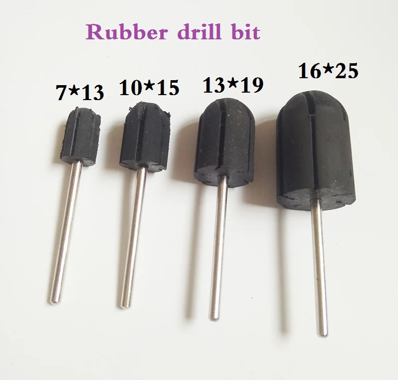 

2pcs/lot 5*11 7*13 10*15 13*19 16*25 professional Rubber drill bit match Nail sanding cap electric nail drill manicure pedicure