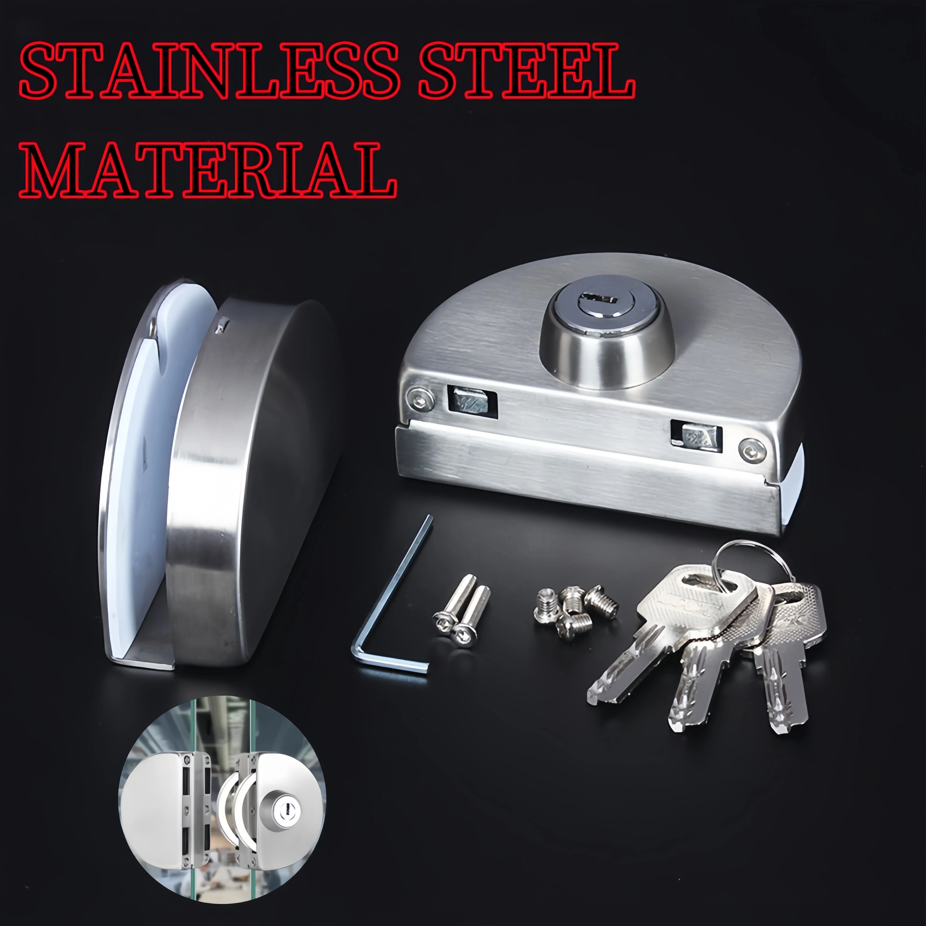 

Shop Stainless Steel Glass Door Lock U-shaped Lock Single Open Double Open Office Glass Lock Sliding Single and Double Doors